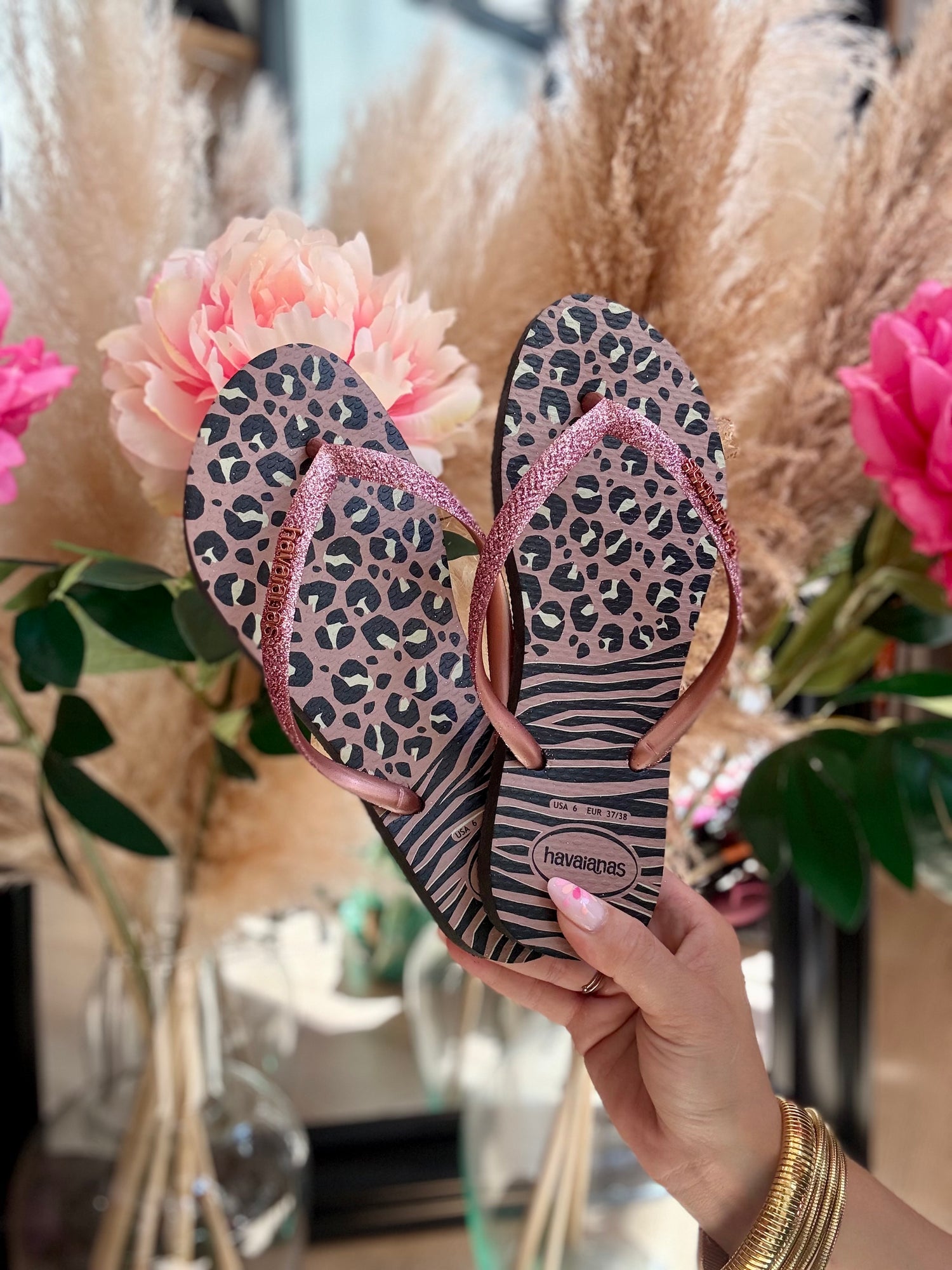 HAVAIANAS "ROSE GLITTER LÉOPARD"