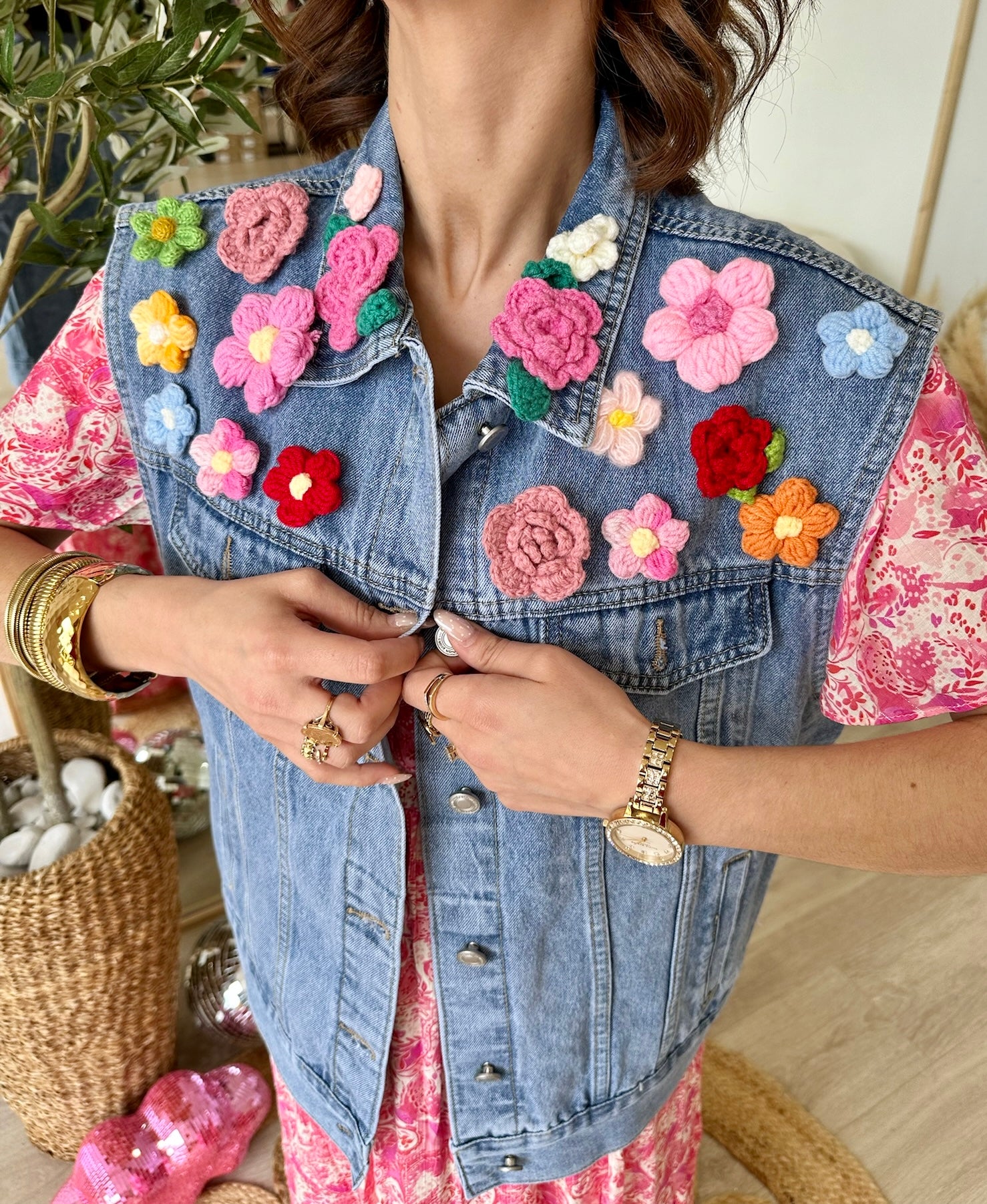 VESTE EN JEAN SANS MANCHE "MAELIA"
