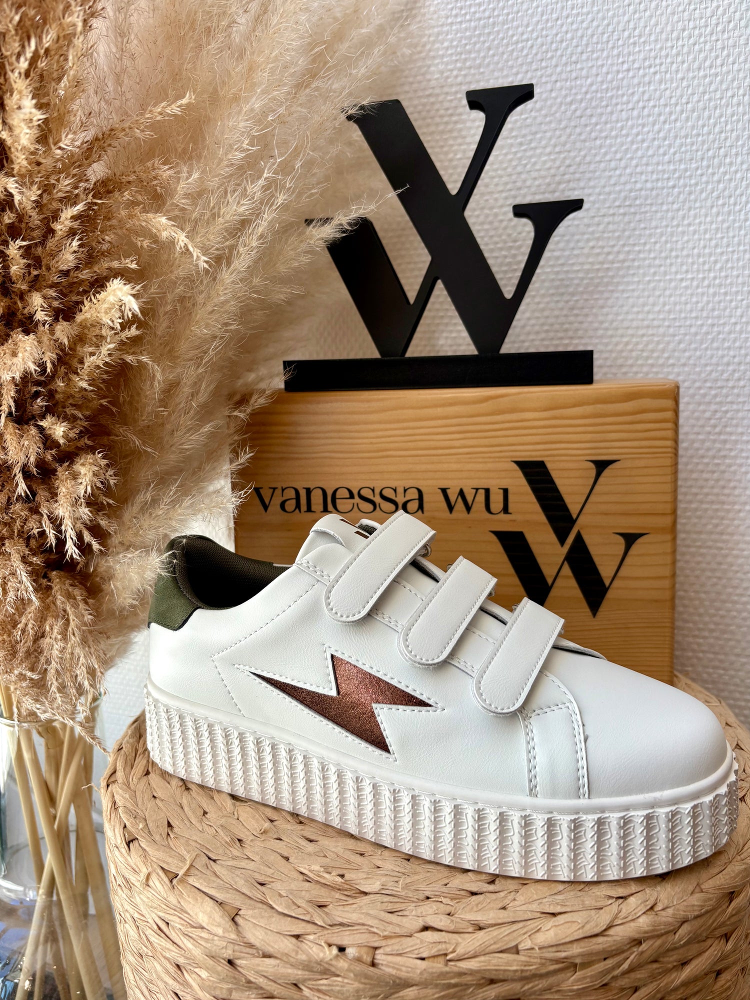 BASKETS "SANSA" COULEUR KAKI/BRONZE ju