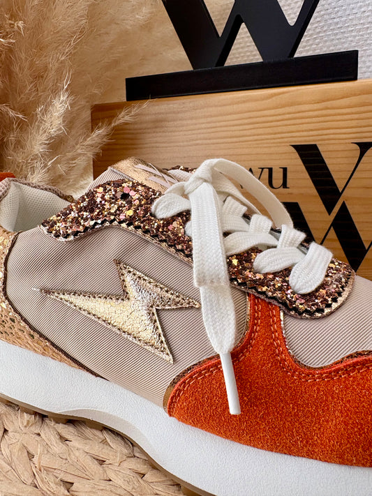 BASKETS "LUNELLE" GLITTER BRONZE