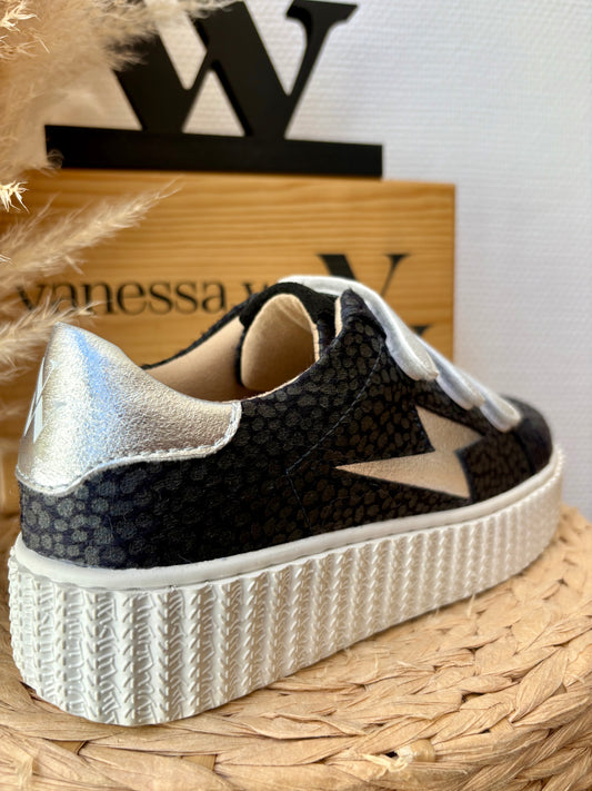 BASKETS "SOPHIE" LÉOPARD NOIR