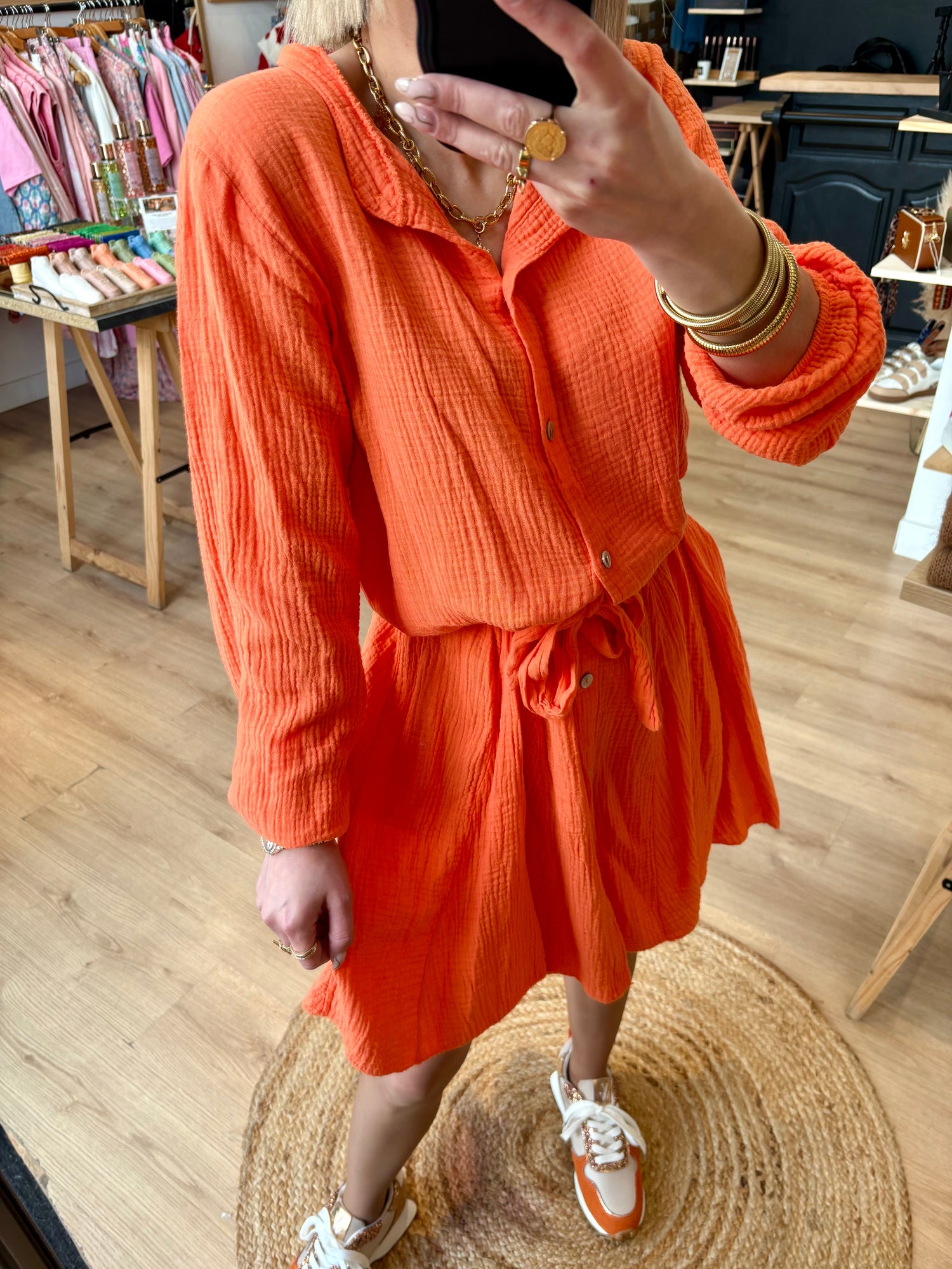 ROBE "ALICE" ORANGE COURTE