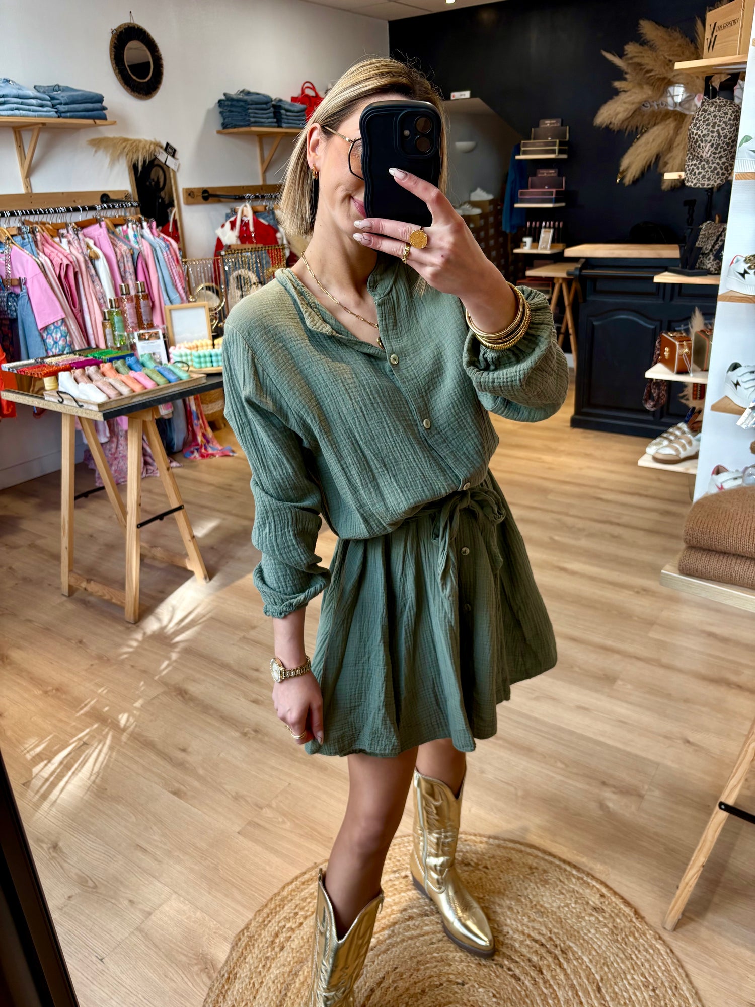 ROBE "ALICE" KAKI COURTE