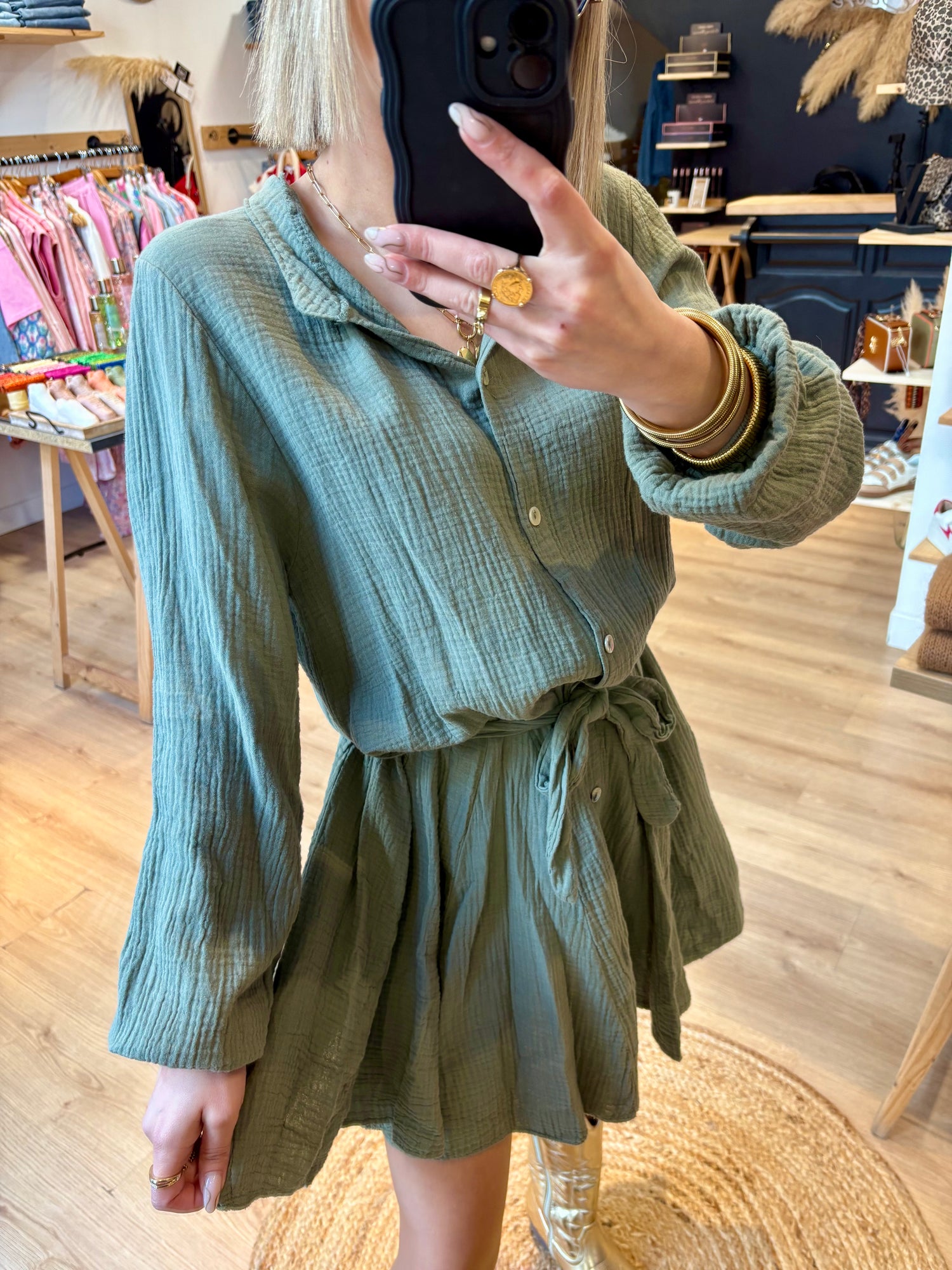 ROBE "ALICE" KAKI COURTE