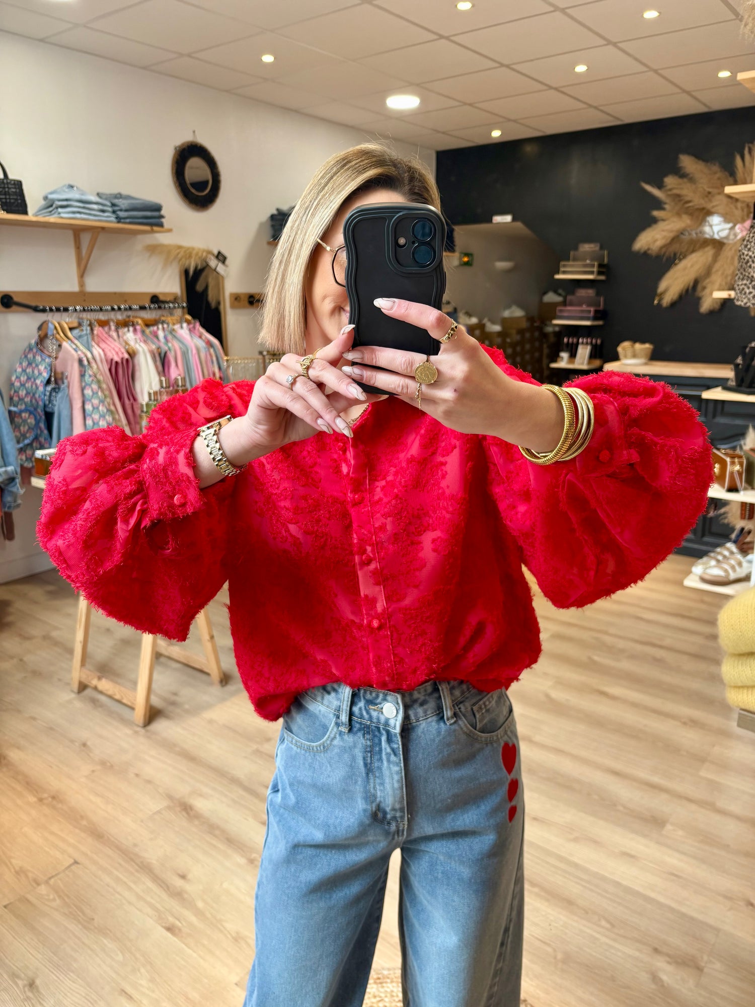 BLOUSE "SIXTINE" ROUGE