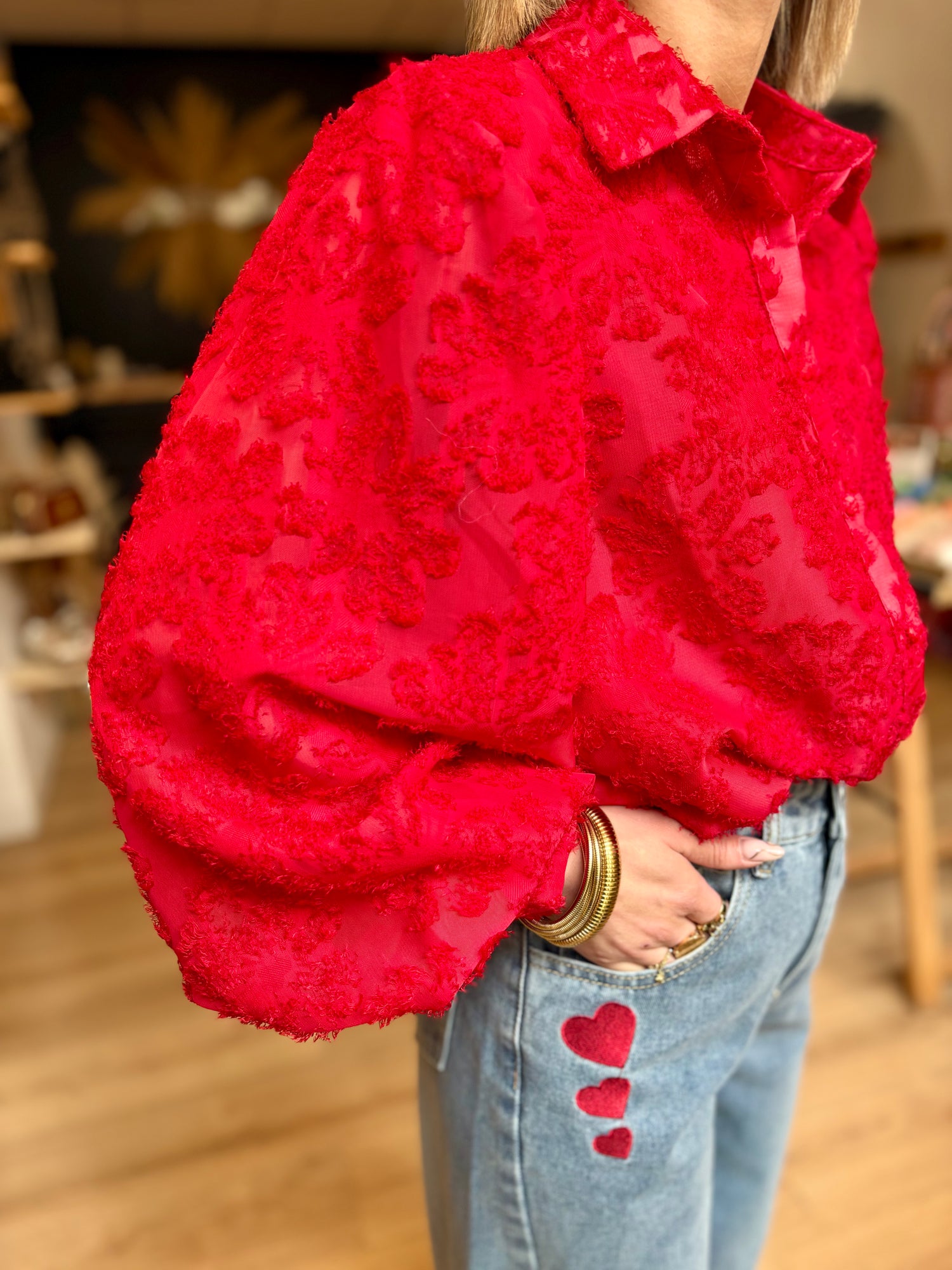 BLOUSE "SIXTINE" ROUGE