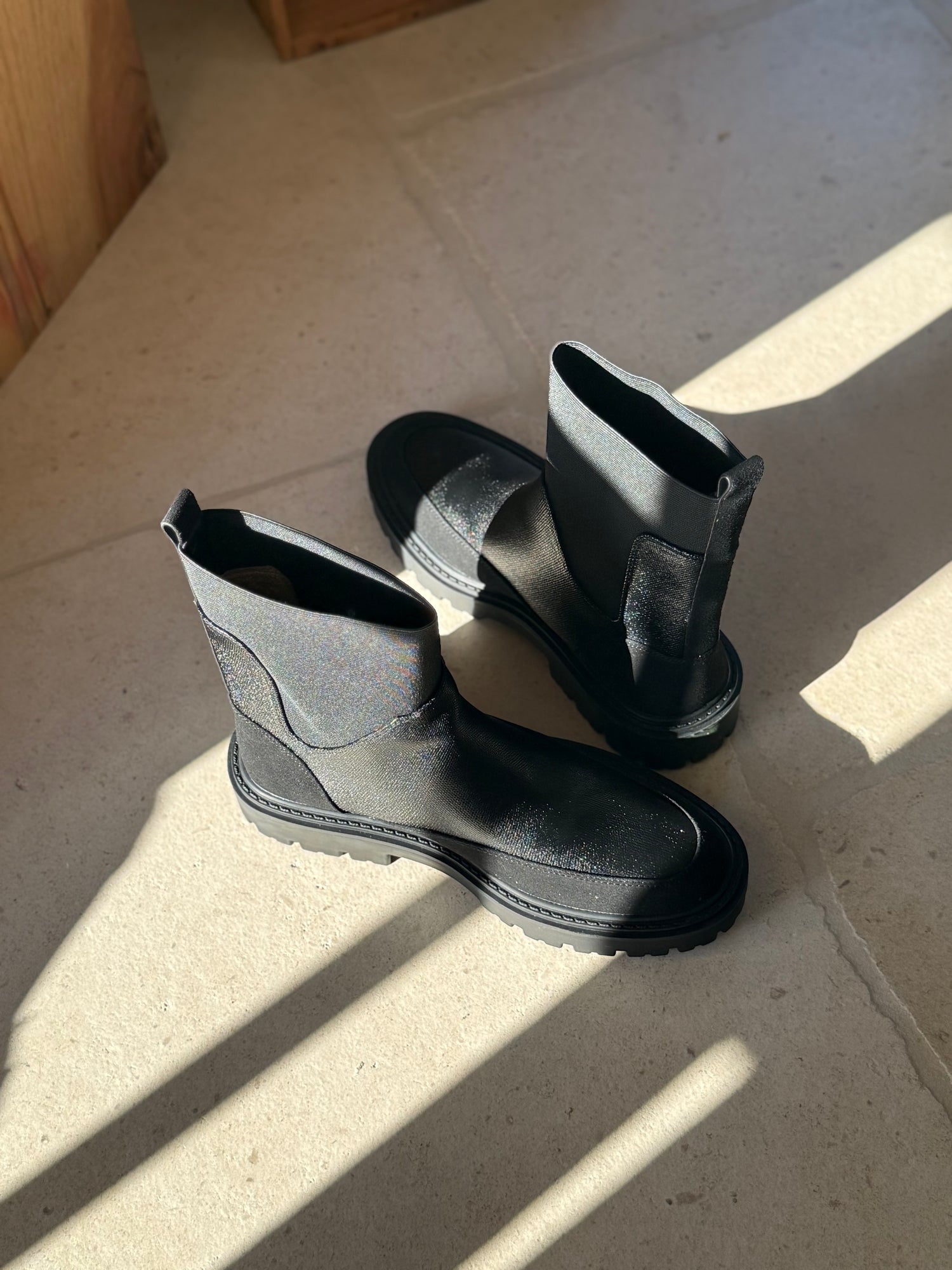 BOTTINE "ILARIA" BI-MATIÈRE NOIR